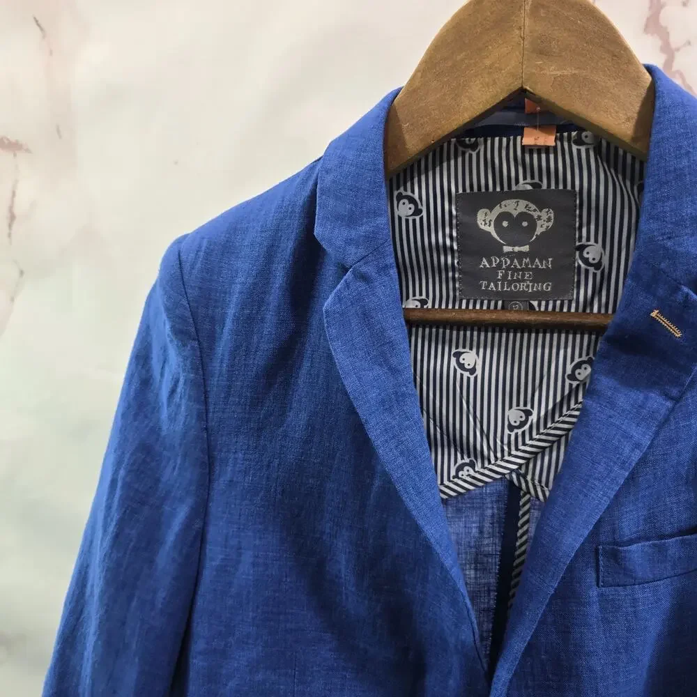 Appaman Blazer Youth 12 Blue Linen Jacket Boys Kids Fine Tailoring